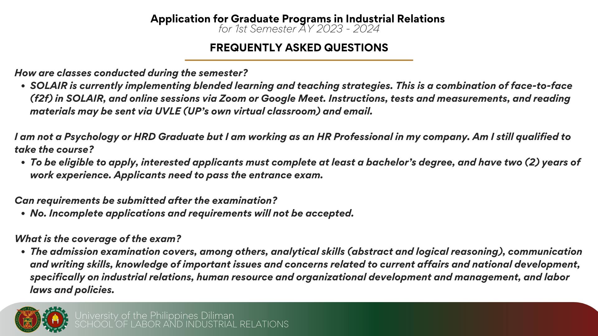 Application For Admission, 1st Semester, AY 2023-2024